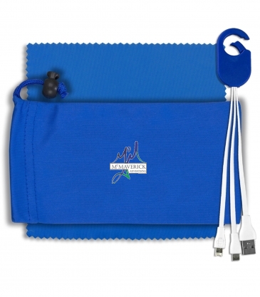 Mobile Tech Charging Cable Kit in Microfiber Cinch Pack Component