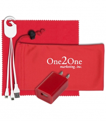 Mobile Tech Wall Charging Kit in Microfiber Cinch Pouch