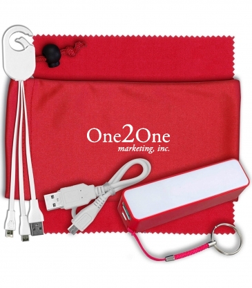 Mobile Tech Power Bank Accessory Kit with Charging Cables and Mic