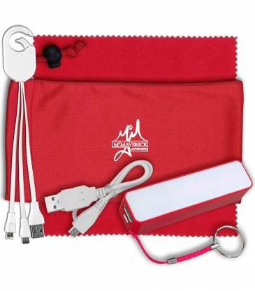 Mobile Tech Power Bank Accessory Kit with Charging Cables and Mic