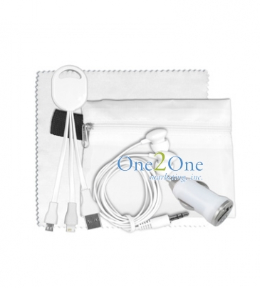 Mobile Tech Car Accessory Kit with Charging Cables and Microfiber