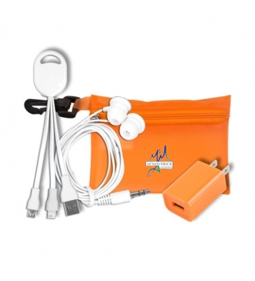 Mobile Tech Earbud and Charging Kit in Translucent Carabiner Zipp