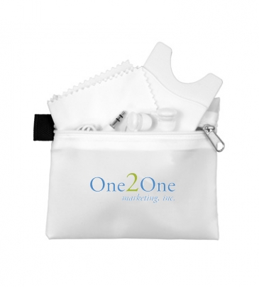 Mobile Tech Earbud Kit with Microfiber Cleaning Cloth and Cell Ph