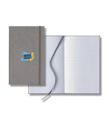 Linen Banded Medio Lined White Page Journal