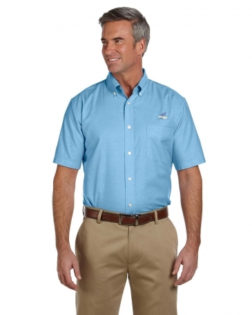 Harriton Men's Short-Sleeve Oxford with Stain-Release