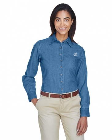 Harriton Ladies' Long-Sleeve Denim Shirt