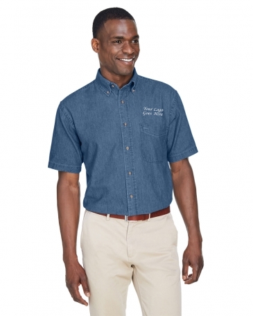 Harriton Men's Short-Sleeve Denim Shirt