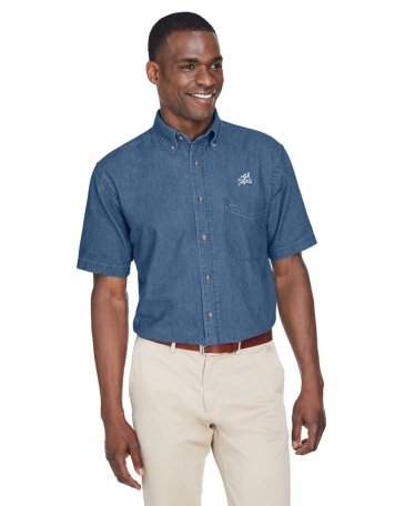 Harriton Men's Short-Sleeve Denim Shirt