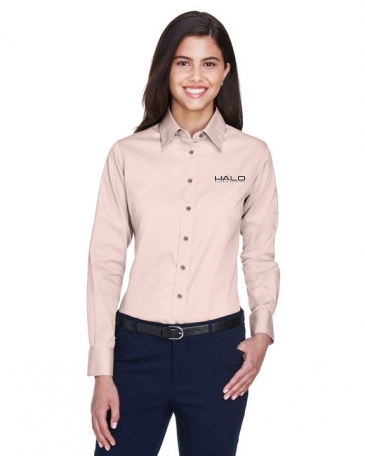 Harriton Ladies' Easy Blend™ Long-Sleeve Twill Shirt with Stain-R