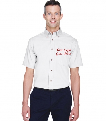 Harriton Men's Easy Blend™ Short-Sleeve Twill Shirt with Stain-Re