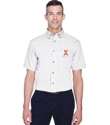 Harriton Men's Easy Blend™ Short-Sleeve Twill Shirt with Stain-Re