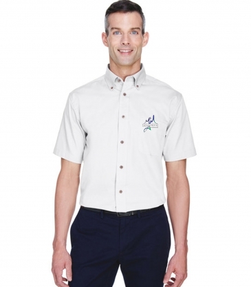Harriton Men's Easy Blend™ Short-Sleeve Twill Shirt with Stain-Re