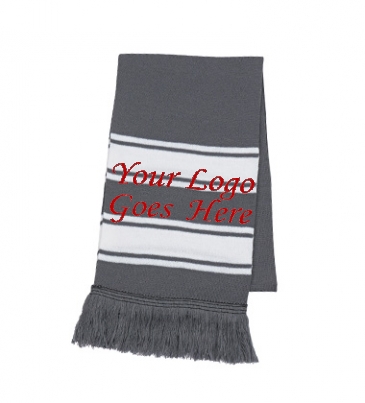 Two-Tone Knit Scarf With Fringe_Embroidered