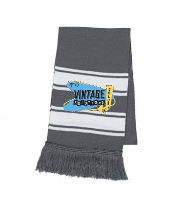 Two-Tone Knit Scarf With Fringe_Embroidered