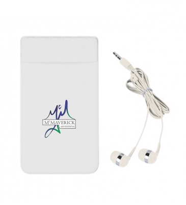 Stretch Phone Card Sleeve With Earbuds