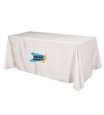 Flat Polyester 4-Sided Table Cover - fits 8' standard table
