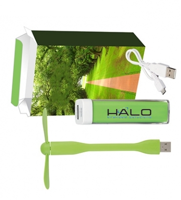 UL Listed Charge-It-Up Power Bank and Mini USB Fan Combo