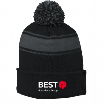 Sport-Tek® Stripe Pom Pom Beanie