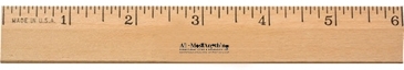 6" Clear Lacquer Beveled Wood Ruler