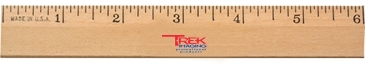 6" Clear Lacquer Beveled Wood Ruler