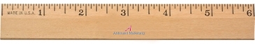 6" Clear Lacquer Beveled Wood Ruler
