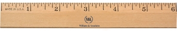 6" Clear Lacquer Beveled Wood Ruler