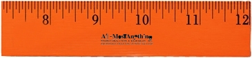 12" Fluorescent Wood Ruler - English Scale