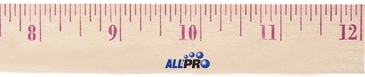12" Natural Finish Wood Ruler