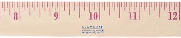 12" Natural Finish Wood Ruler