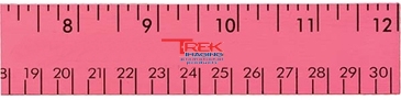 12" Fluorescent Wood Ruler - English & Metric Scale