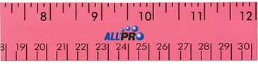 12" Fluorescent Wood Ruler - English & Metric Scale
