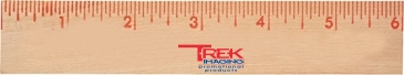 6" Natural Finish Flat Wood Ruler