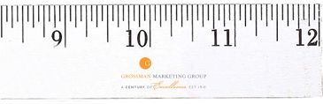 12" Enamel Wood Ruler - English Scale