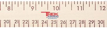 12" Natural Finish Wood Ruler - English & Metric Scale