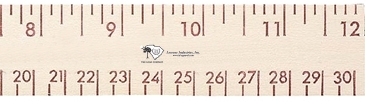 12" Natural Finish Wood Ruler - English & Metric Scale