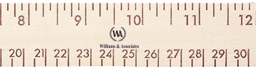 12" Natural Finish Wood Ruler - English & Metric Scale