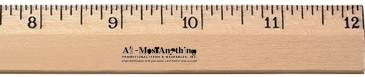 12" Clear Lacquer Beveled Wood Ruler - English Scale