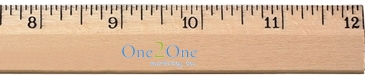 12" Clear Lacquer Beveled Wood Ruler - English Scale