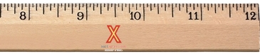 12" Clear Lacquer Beveled Wood Ruler - English Scale