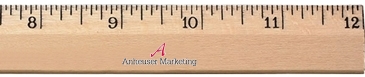 12" Clear Lacquer Beveled Wood Ruler - English Scale