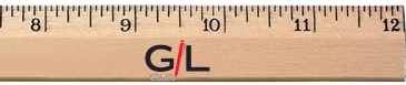 12" Clear Lacquer Beveled Wood Ruler - English Scale