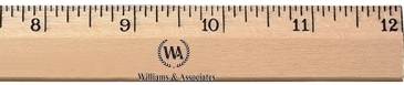12" Clear Lacquer Beveled Wood Ruler - English Scale