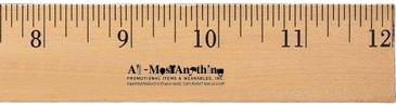 12" Clear Lacquer Wood Ruler - English Scale