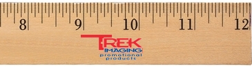 12" Clear Lacquer Wood Ruler - English Scale