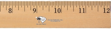 12" Clear Lacquer Wood Ruler - English Scale