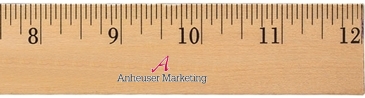 12" Clear Lacquer Wood Ruler - English Scale