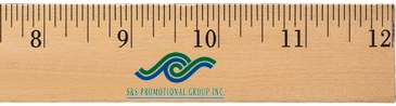 12" Clear Lacquer Wood Ruler - English Scale