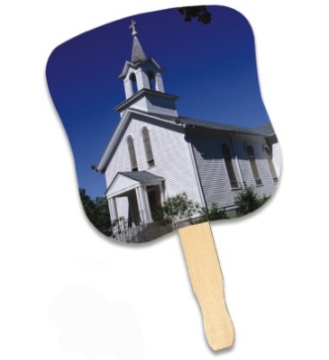 Stock Design Hand Fan - White Church