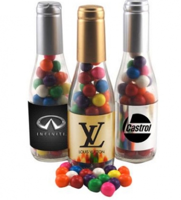Champagne Bottle with Gumballs