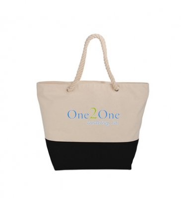 Zippered 12oz Cotton Canvas Rope Tote